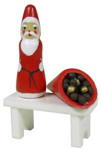 Flade Bänkchen mit Schokolade  (Flade 3420) Bänkchen mit Schokoladen-Weihnachtsmann und Tüte mit Süßigkeiten